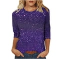 thumbnail image 2 of UPPADA Blouses pour Femmes Grande Taille à Manches 3/4, T-Shirts à Imprimé Floral Teintable, Chemises Décontractées Tendance à Col Rond, Chandails Confortables à Enfiler, Hauts Blouses Mignons d'Été, Hauts pour Femmes à Manches 3/4, Aubaines, 2 of 5