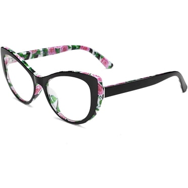 FEISEDY Monture de Lunettes Oeil de Chat pour Femmes Lunettes Imprimées Verres Transparents Lunettes B2441
