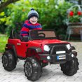 thumbnail image 3 of Costway 12V Kids Ride On Truck RC Car w/ LED Lights Music Trunk Red, 3 of 10