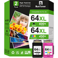 thumbnail image 1 of 64XL Ink Cartridges for HP 64 Ink Cartridge Combo Pack for HP 64XL Fit Envy Photo 7855 7858 7155 7120 6252 6255 7800 7100 7158 7164 Tango (Black, Color), 1 of 6