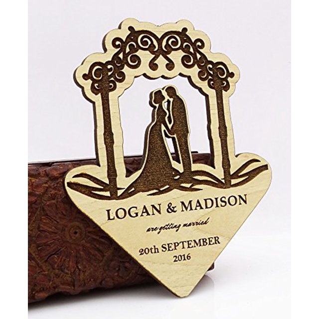 Personalized Save The Date Wooden Engraved Magnets 10 Rustic Wedding Annoucement