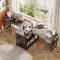 thumbnail image 3 of Bestier Bureau d'Ordinateur en Forme de L de 42 Pouces avec Étagère de Rangement Bureau de Jeu avec Support pour Moniteur Bureau d'Angle, Fibre de Carbone, 3 of 9
