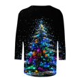 thumbnail image 5 of RKSTN Chemisiers pour Femmes T-Shirts Mode pour Femmes Décontractés Col Rond Manches 3/4 T-Shirt Ample Chemisiers pour Dames Chemises Chemisiers pour Femmes Chic Décontracté, 5 of 5