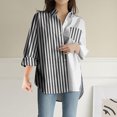 thumbnail image 3 of Chemise à Manches Longues pour Femmes Satin Col en V Rayé Blouses Manches Longues Hauts d'Été Manches Longues pour Femmes Chemise Serrée Manches Longues, 3 of 5