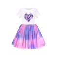 thumbnail image 1 of Robe Fille Blanche Multicolore Teinture sur Nœuds Cœur Plissée Tulle Fête Décontractée 5 Ans, 1 of 7