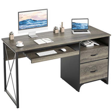 Bestier Bureau d'Ordinateur de 55 Pouces avec Tiroirs, Plateau pour Clavier, Bureau de Bureau à Domicile
