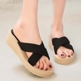 thumbnail image 1 of LSLJS Pantoufles d'Été pour Femmes en Herbe à Talons Hauts, Chaussures de Plage à Brides Croisées, Pantoufles pour Femmes, 1 of 5