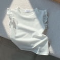 thumbnail image 3 of Girls Summer Flutter Sleeve Ruffle Collar Shirts Slim Fit Casual Tank Tops White 3-4 Years, 3 of 4