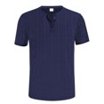 thumbnail image 4 of BEFOKA Mens Summer Short Sleeve Tops,Summer Tops Clearance,Man Leisure Button Solid Color Ventilation Short Sleeve Round Neck Top, 4 of 5