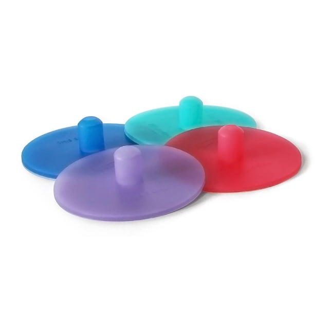 Masontops Tuyaux à Cornichons, Grand Ouverture, Lot de 4 avec Quatre Bouchons Aériens Ronds en silicone pour la fermentation en Rouge, Sarcelle, Bleu et Violet, Conçus pour s'Adapter aux Pots Mason à Grand Ouverture pour Évacuer le CO2 pendant la fermentation des Légumes et Prévenir la Dégradation, Idéal pour la Choucroute, le kimchi et les Cornichons.