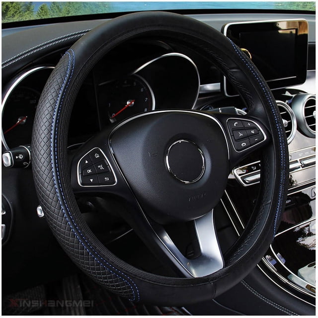 Universal Microfiber Leather Steering Wheel Cover Protector with Elastic Stitching Design for Enhanced Grip and Interior Comfort
