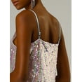 thumbnail image 2 of INSPIRE CHIC Robe Courte de Fête à Paillettes Scintillantes d'Halloween pour Femme, Col en V, Bretelles Spaghetti, Clubwear, Petite, Argent (avec des Roses), 2 of 6