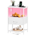 thumbnail image 1 of Eunos Table de Chevet avec Station de Recharge et DEL, Petite Commode Blanche avec Tiroir et Tablettes de Rangement, 1 of 8