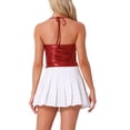 thumbnail image 3 of INSPIRE CHIC Débardeur Dos Nu Métallique Asymétrique à Bretelles Spaghetti pour Femmes m Rouge, 3 of 6
