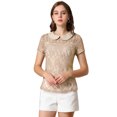 thumbnail image 1 of INSPIRE CHIC Women's See Through Contrast Color Collar Lace Top Blouse, 1 of 6