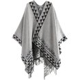 thumbnail image 1 of LinYooLi Poncho Ouvert à Franges pour Femmes, Cardigan, Cape, Couverture pour Fête, Voyage, Bureau, 1 of 6