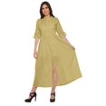 thumbnail image 1 of Moomaya Long Button Down Shirts For Women Front Slit A-Line Kurtis Summer Kurta, 1 of 5