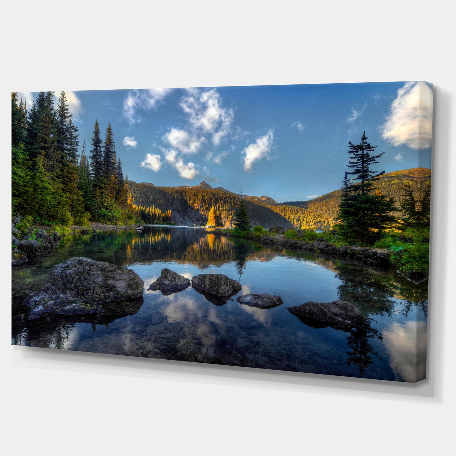 Designart Mountain Lake Surrounded by Trees Canvas Wall Art