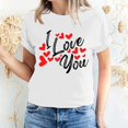 thumbnail image 1 of Pisexur T-shirt de la Saint-Valentin pour Femmes, Imprimé Amour, Manches Courtes, Col Rond, 1 of 5