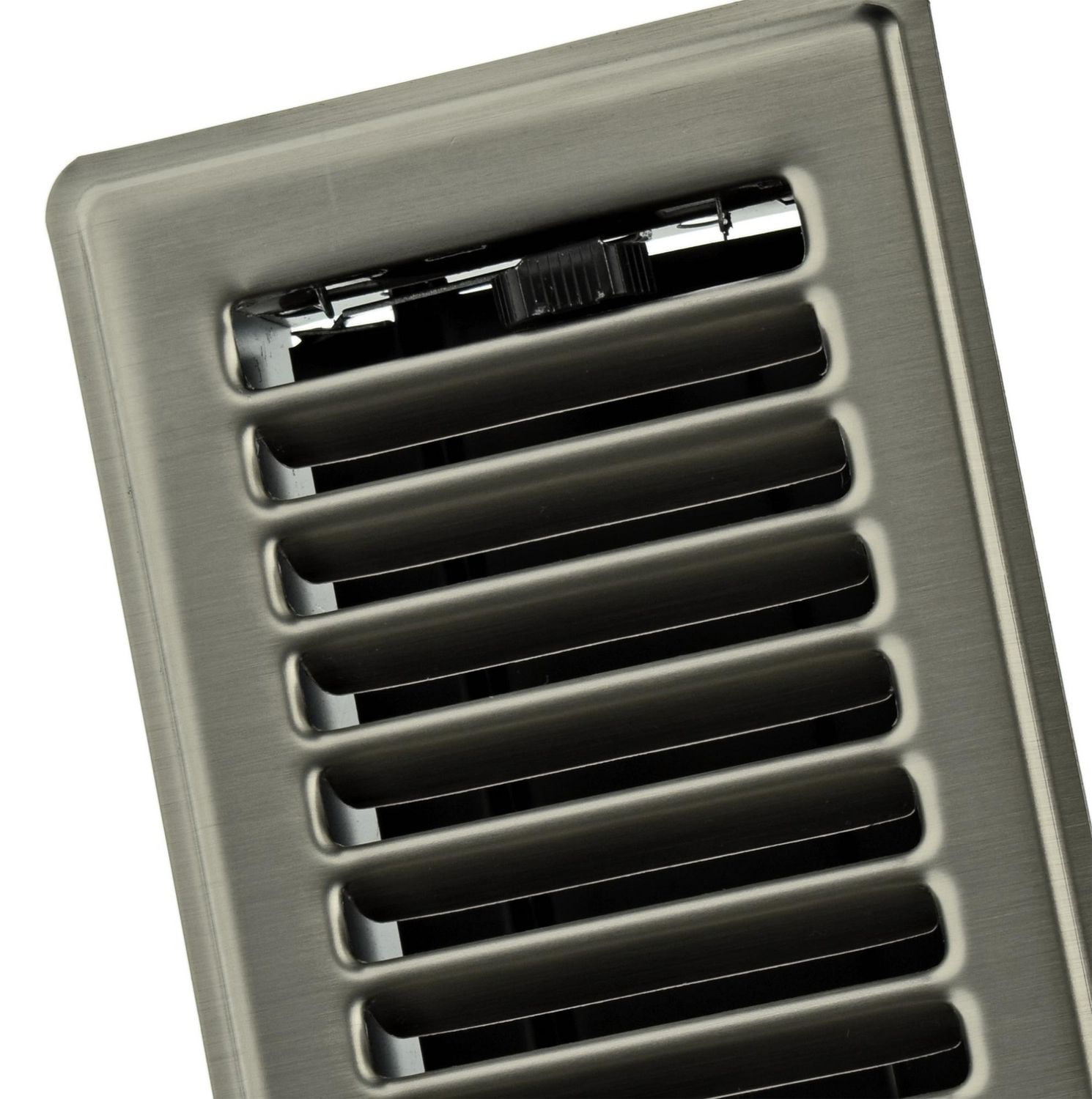 Imperial 3" x 10" Brushed Nickel Steel Floor Register, Louvered, 1-pk
