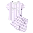 thumbnail image 3 of Ensemble de Sommeil d'Été pour Filles Style Coréen, Confortable, à Rayures, Manches Courtes, Deux Pièces, pour Usage Quotidien et Activités Extérieures, 3 of 3