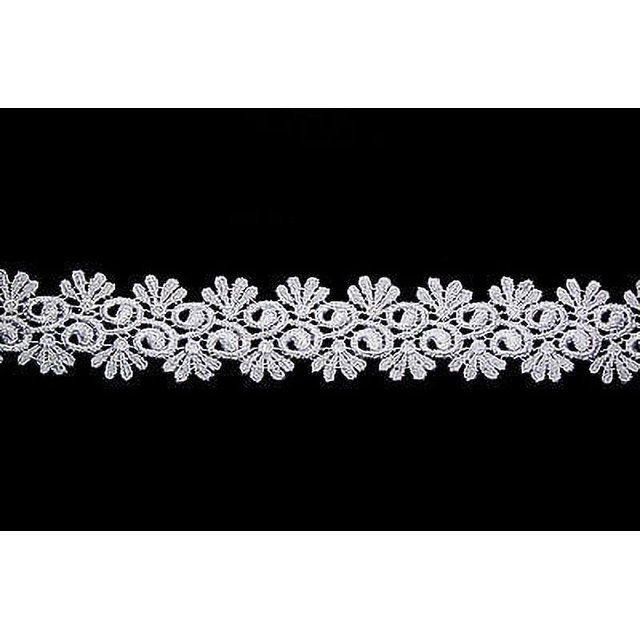Kiddo Bordure en Dentelle de Venise à Double Bord Festonné Blanc Ou Ivoire à Motif Floral 1,75 Pouces au Mètre