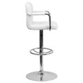 thumbnail image 3 of Contemporary White Quilted Vinyl Adjustable Height Barstool with Arms and Chrome Base, 3 of 9
