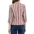 thumbnail image 3 of INSPIRE CHIC Blazer à Rayures pour Femme Manches 3/4 Décontracté Ouvert à l'Avant Revers Cranté Blazer m Brun Café, 3 of 8