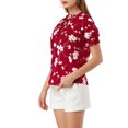 thumbnail image 4 of INSPIRE CHIC Women's Ruffle Tie Neck Casual Short Sleeve Floral Blouse, 4 of 6