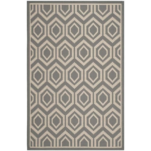 Safavieh Courtyard Anthracite Indoor Outdoor Rug - 4' x 5'7"