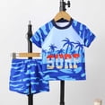 thumbnail image 2 of TBWNWG Boys Two Piece Swimsuit Set Swimwear with Tree Print Rash Guard Shirt and Trunks for Beach Pool,Size 6-7 Years, 2 of 9