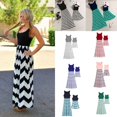 thumbnail image 1 of Tenue d'Été Tendance Sans Manches pour Mère et Fille, Robe Maxi Bohème à Rayures, Montage, 1 of 5