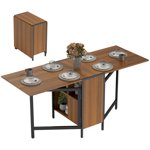 HOMCOM Table à manger pliante avec 4-Shelves, Table de cuisine de la feuille de goutte, brun