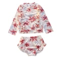 thumbnail image 1 of Kid Girl Swimwear Rash Guard Set Fashion Long Sleeve Sun Protection Bathing Suit for Girls 5-6 Years, 1 of 8