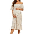 thumbnail image 1 of MEZZALL Robe Femme Florale à Encolure Carrée Robes Midi Robe de Maternité Enceinte Décontractée Robe Trapèze Longue Fluide à Smocks Robe Respirante Tenue Quotidienne TG, 1 of 5