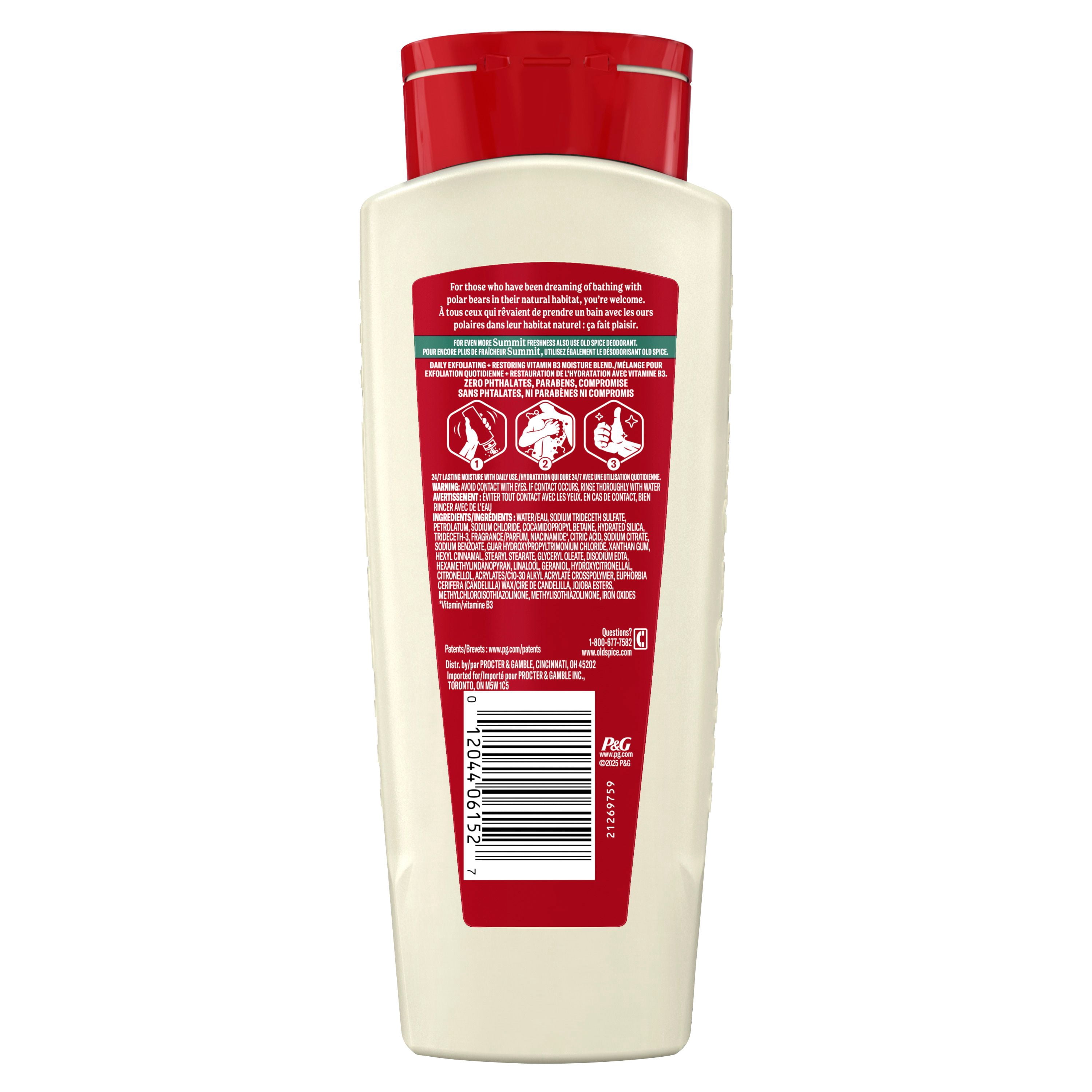 Old Spice Men's Body Wash for Men, Summit Scent, 24/7 Shower Fresh, Exfoliation + Moisturization