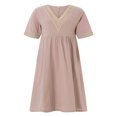 thumbnail image 1 of Contrast Color Loose A-Line Party Dress for Women with Short Sleeves, 1 of 9