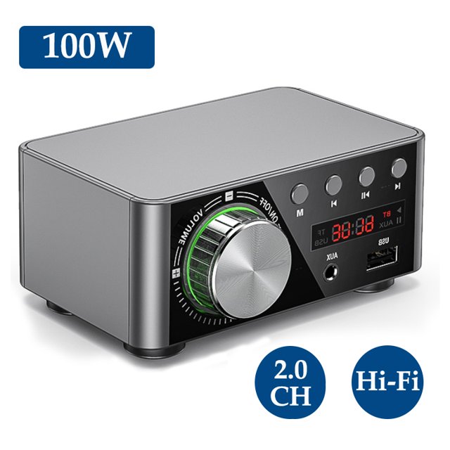 HIFI BT5.0 Digital Amplifier Mini Stereo Audio Amp 100W Dual Channel Sound Power Audio Receiver Stereo AMP USB AUX for Home Theater USB TF Card Player
