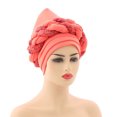 thumbnail image 1 of Fashion Women Beading Braid Hat Muslim Ruffle Cancer Beanie Wrap Cap Sleep Caps Satin Lined Hair Bonnets, 1 of 2