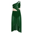thumbnail image 3 of Moggemol Robe de Danse Ballet Lyrique pour Filles une Épaule Sans Manches Découpe Haute Basse Robe en Maille Fluide Danse Verte 14, 3 of 7