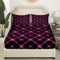 thumbnail image 3 of Erosebridal Geometric Abstract Bed Sheets Set Full Size, Hot Pink Bed Sheets Full, Bling Minimalst Decor 4pcs, 3 of 7