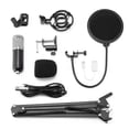thumbnail image 3 of Graflsoa USB Condenser Microphone Kit for PC/Mobile Recording, Streaming, and Broadcasting - Silver/Black with Pop Filter & Shock Mount, 3 of 6