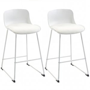 HOMCOM Tabourets à barres modernes 2, PU Tabourets en cuir rembourrés, Blanc