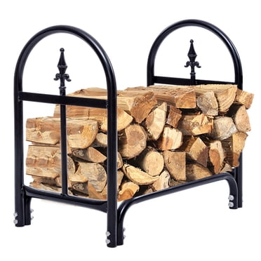 Costway Support de Rangement en Bois pour Bois de Chauffage Extérieur en Acier Robuste de 2 Pieds Noir
