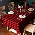 thumbnail image 1 of Buffalo Plaid Round Tablecloth Rustic Checkered Table Cover for Kitchen Dinning Room Party Home Picnic (Black and Red, 55"×87"), 1 of 6