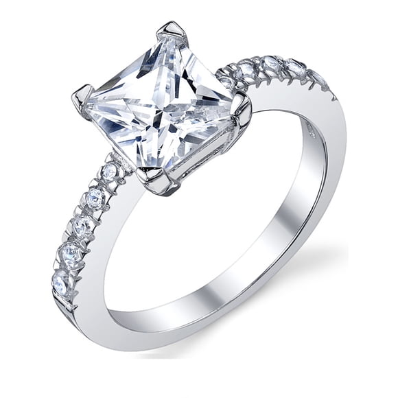 Women's 1.25 Carat Princess Cut Cubic Zirconia Sterling Silver 925 Engagement Wedding Ring