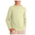 thumbnail image 1 of WUANDIXFA T-Shirt à Manches Longues Enfants Enfants Garçons Automne Coton T-Shirts à Manches Longues à Col Rond Hauts Tee Jaune Pâle, 8-9 Ans, 1 of 4