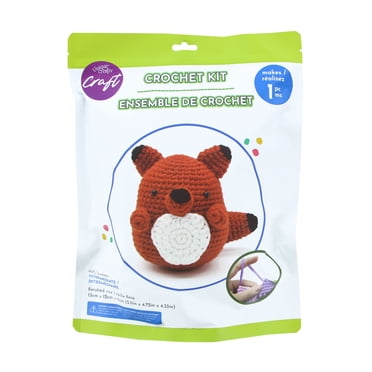 UNIQUE CREATIV CRAFT Crochet Kit - Fox, 1 pc, Age 8+, Intermediate, 13 × 12 × 11 cm (4.3 in), Red