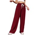 thumbnail image 1 of Timegard Wide Leg Pants for Women Elastic High Waist Running Trousers Fall Solid Color Joggers Pants, 1 of 4