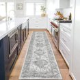 thumbnail image 2 of Findosom 2'x8' Hallway Runner Rug Washable Vintage Kitchen Laundry Runner with Non Slip Backing Farmhouse Entryway Living Room Floor Mat Stain Resistant Runner Carpet Gray, 2 of 6